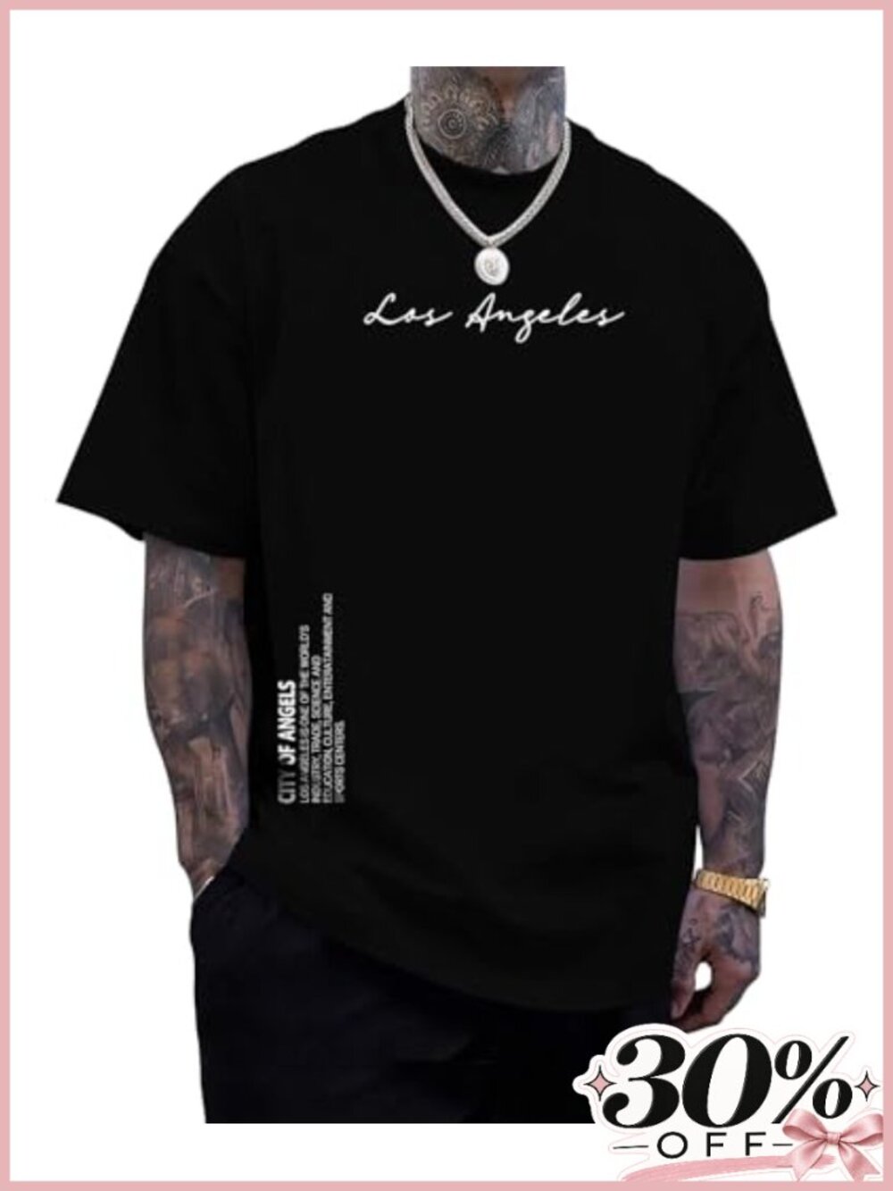 Men's Los Angeles Graphic Tee 100% Cotton Crew Neck Short Sleeve Casual Top